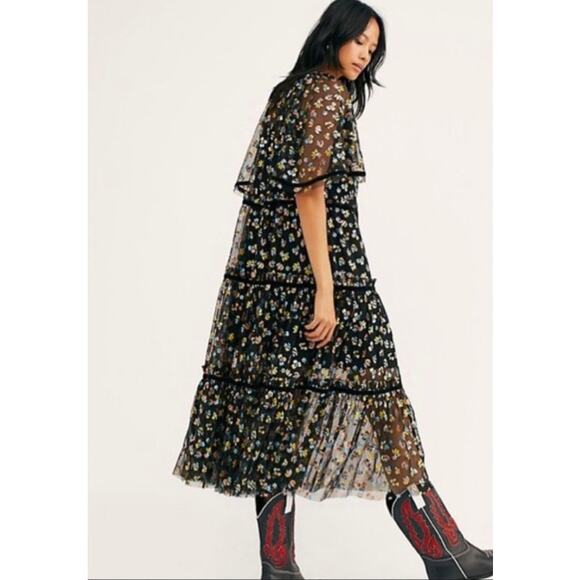 Free People Practical Magic Floral Print Mesh Dress Size XS - Picture 11 of 11